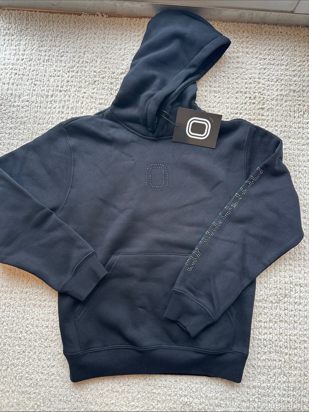 Overtime kids black hoodie with bedazzled logo NWT. Size Youth Medium